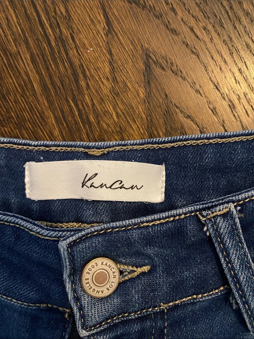KanCan Medium Blue Flare Jeans with Frayed Hem - Picture 2 of 4